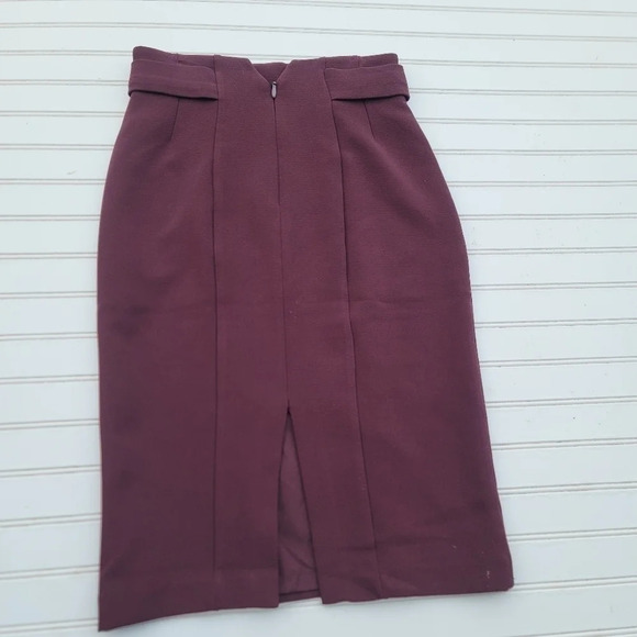 Eva Mendes NY&Co Burgundy Textured Pencil High Waist Skirt Lined Size 0 - Picture 3 of 10